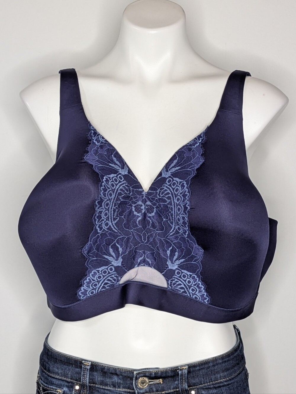 Cacique Blue Lace Lightly Lined No Wire Bra 50DDD